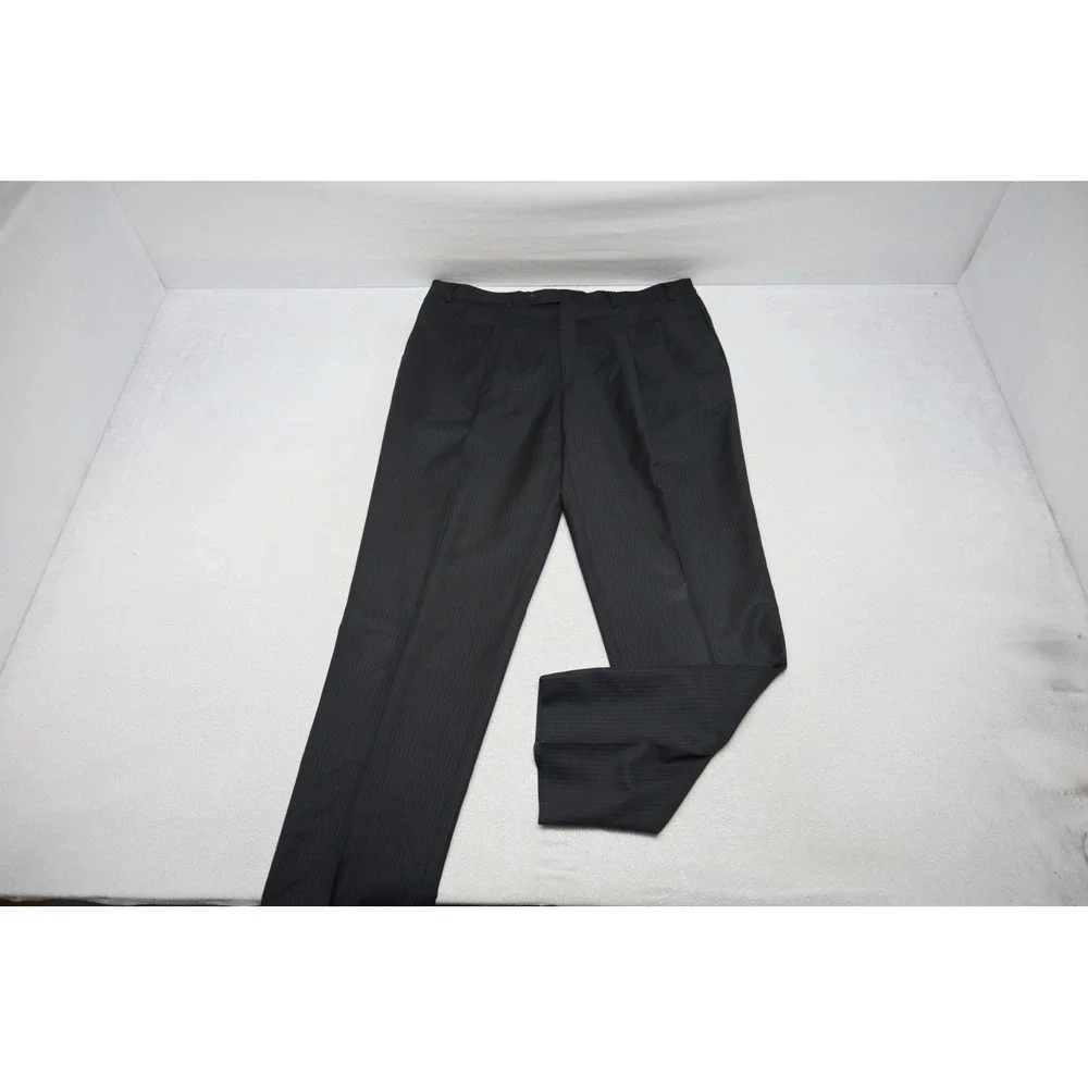 Nautica Pinstripe Suit Mens Size 48L 42x36 Dark Gray 2-Piece Formal Excellent